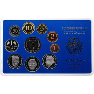 купить Германия, ФРГ, годовой набор монет 1992 G в банковском футляре, знак монетного двора: "G" - Карлсруэ