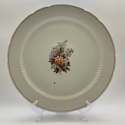 купить Блюдо круглое с цветочным декором, фарфор, деколь, золочение, СССР, 1976-1991 гг.