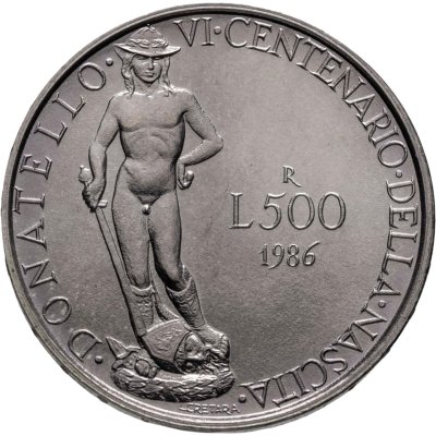 купить Италия 500 лир 1986 "600 лет со дня рождения Донателло"