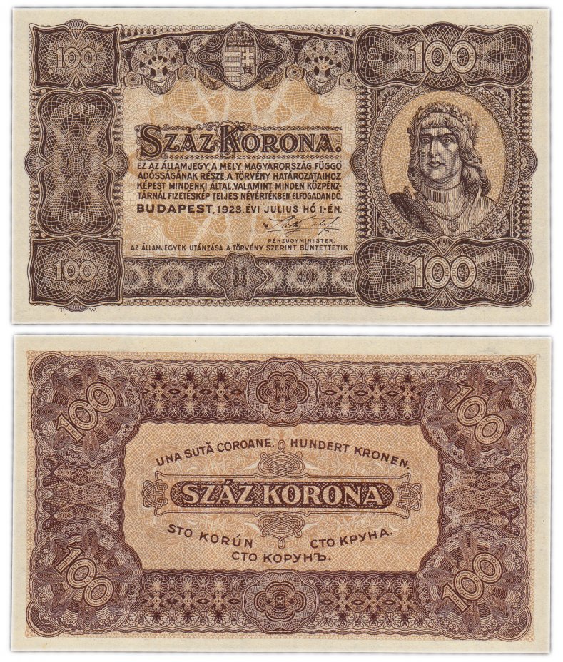 купить Венгрия 100 крон 1923 год Pick 73b (Без текста)