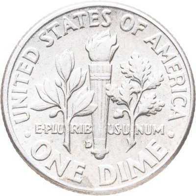 купить США 10 центов (one dime) 1964 Silver Roosevelt Dime, знак монетного двора "D" - Денвер