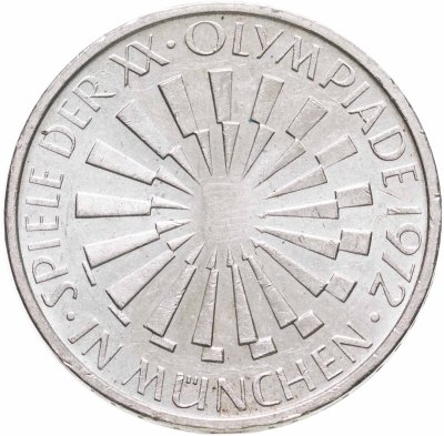 Купить Германия 10 марок (mark) 1972 "XX летние Олимпийские Игры, Мюнхен 1972 - Эмблема"