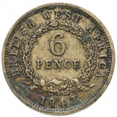 купить Британская Западная Африка 6 пенсов (pence) 1942