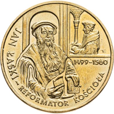 купить Польша 2 злотых (zlote) 1999 "500 лет со дня рождения Яна Лаского"
