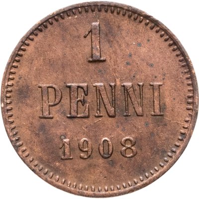 купить 1 пенни (penni) 1908, монета для Финляндии