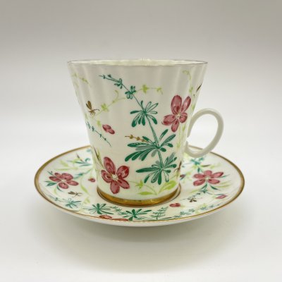 купить Пара кофейная "Комарики" (форма "Одуванчик"), в подборе, фарфор, деколь, золочение, Ленинградский фарфоровый завод (ЛФЗ), СССР, 1970-1990 гг.