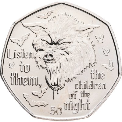 купить Гибралтар 50 пенсов (pence) 2022 "125 лет публикации Дракулы - Слушайте их, дети ночи"
