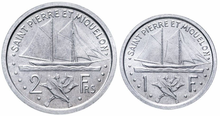 купить Сен-Пьер и Микелон (заморское сообщество Франции) набор 1 и 2 франка 1948 (2 штуки)