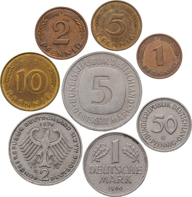 купить Германия (ФРГ) набор из 8 монет 1965-1990