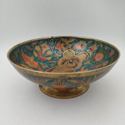 купить Ваза для фруктов "Олимпийский мишка" (Олимпиада-80), латунь, краски, Индия, 1978-1982 гг.