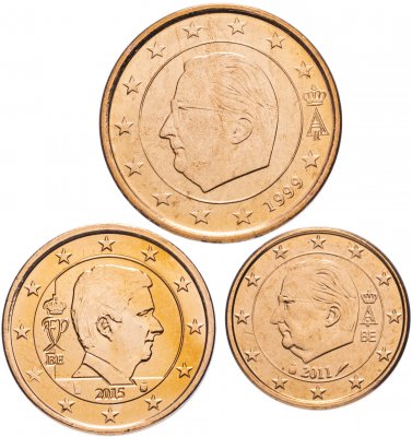 купить Бельгия набор монет от 1 до 5 евро центов (3 штуки)