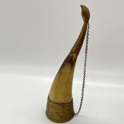 купить Рог изобилия (кубок для вина) "Олимпиада-80" с фигурным навершием, металл, рог, СССР, 1980 г.