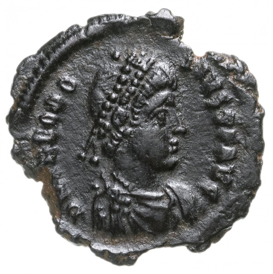 купить Римская империя, Феодосий I, 388-395 гг., центенионалий.  (Виктория тащит пленника)