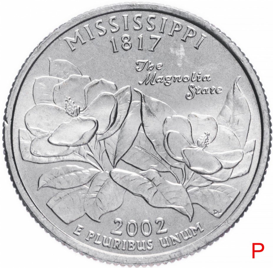 купить США 1/4 доллара (квотер, 25 центов) 2002 P "Штат Миссисипи"