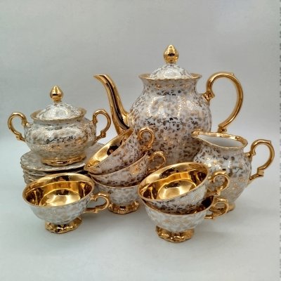 купить Сервиз кофейный с цветочным декором на 6 персон (15 предметов), фарфор, золочение, Bareuther & Co., Bavaria, Германия, 1950-1960 гг.