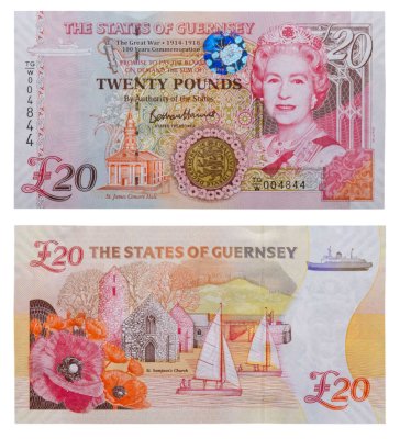 купить Гернси 20 фунтов 2018 100-летие окончания Первой Мировой войны