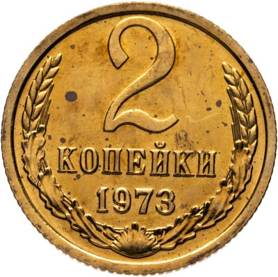 купить 2 копейки 1973 штемпельный блеск