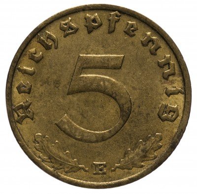 Купить 5 рейх пфеннигов 1937"Е"