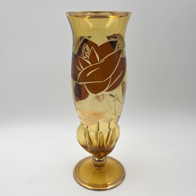купить Ваза в виде кубка, стекло, резьба, золочение, Чехословакия, 1970-1990 гг.
