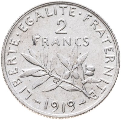 купить Франция 2 франка (francs) 1919