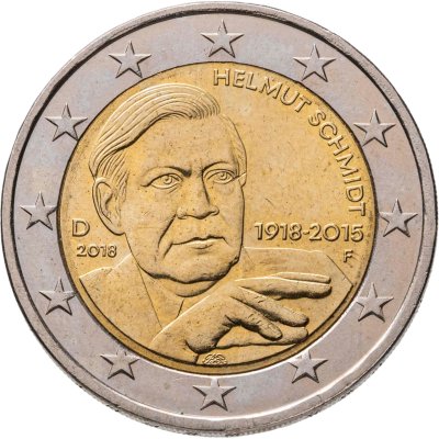 купить Германия 2 евро 2018 F "100 лет со дня рождения Гельмута Шмидта"