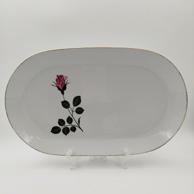 купить Блюдо вытянутой формы с изображением розы, фарфор, деколь, золочение, Kahla, ГДР, 1968-1987 гг.