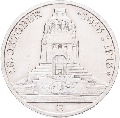 купить Германская империя, королевство Саксония 3 марки (mark) 1913 E "100 лет битвы при Лейпциге (битве народов)"
