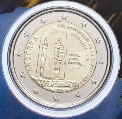 купить Андорра 2 евро 2018 "25 лет конституции" в буклете