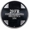 Купить Швейцария 20 франков (francs) 1994 Proof "Чёртов мост"