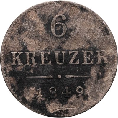 купить Австрия 6 крейцеров (kreuzer) 1849