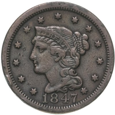 купить США 1 цент 1847 Liberty Head Cent
