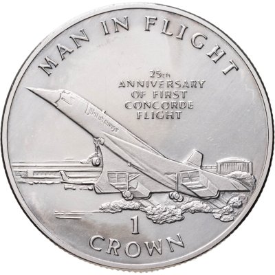 купить Остров Мэн 1 крона (crown) 1994 BUNC Человек в полете - 25 лет первому полету "Конкорда"