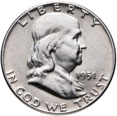 купить США 50 центов (1/2 доллара, half dollar) 1951 "Franklin Half Dollar"