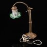 Купить Лампа настольная с плафоном в форме цветка зеленоватого оттенка, металл, стекло, гутная техника, Европа, 1930-1950 гг.