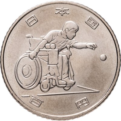 купить Япония 100 йен 2018 "XVI летние Паралимпийские игры, Токио 2020 - Бочче"