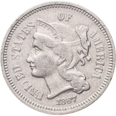 купить США 3 цента (cents) 1867 Three Cent Nickel