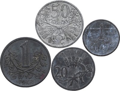купить Богемия и Моравия набор монет 1940-1942 (4 штуки)