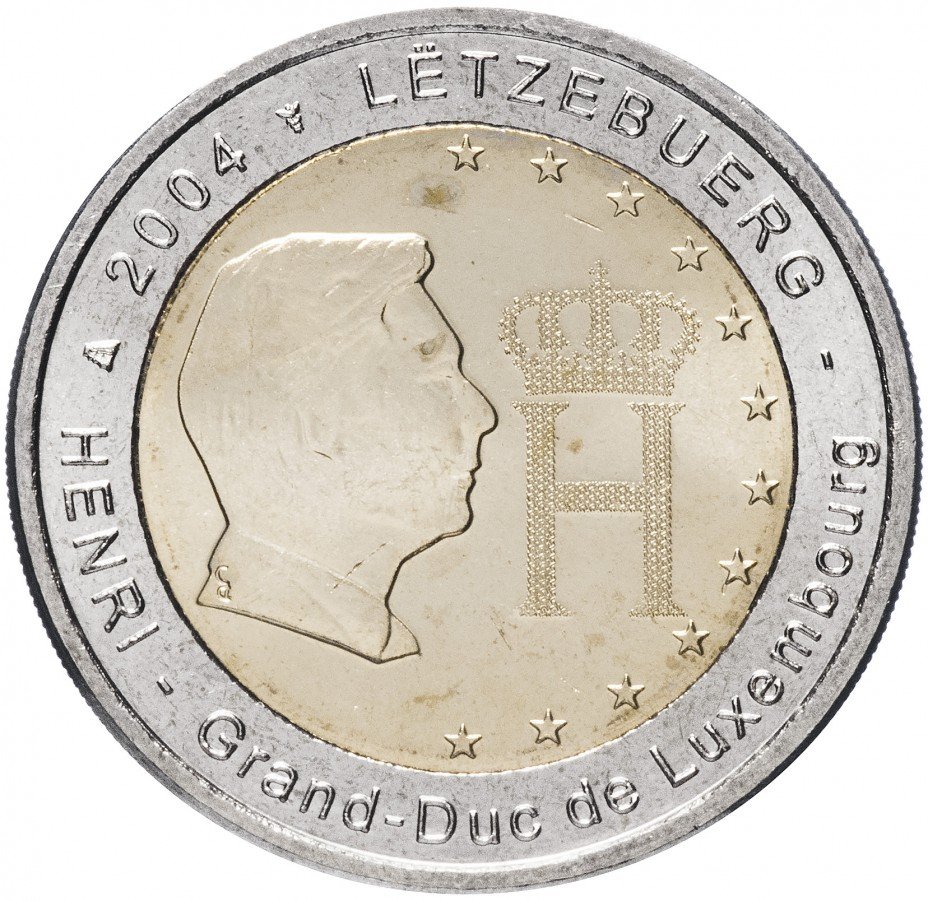 купить Люксембург 2 евро 2004 "Портрет и монограмма герцога Люксембурга Анри Нассау"