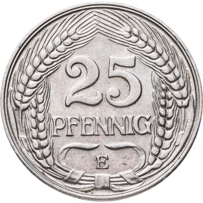 купить Германия 25 пфеннигов (pfennig) 1910 Е
