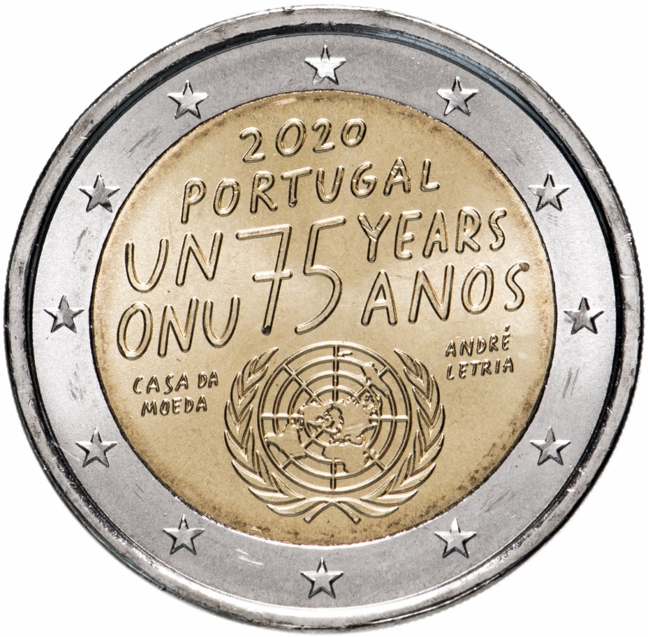 купить Португалия 2 евро 2020 "75 лет ООН"