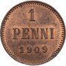 Купить 1 пенни (penni) 1909 Российская Финляндия, в слабе Монетник.ру MS64