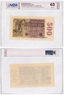 купить Германия 500000000 марок 1923 в слабе NBR UNC63