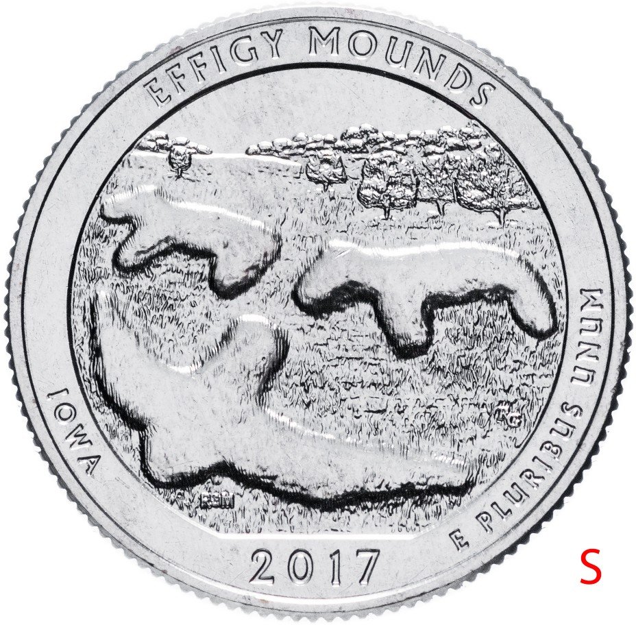 купить США 1/4 доллара (25 центов, квотер) 2017 S — "Национальный памятник Эффиджи Маундз" (36-й парк)