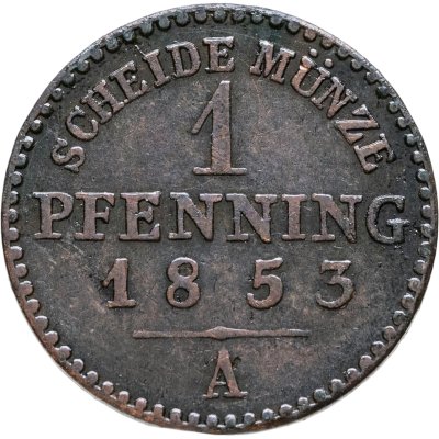купить Пруссия 1 пфеннинг 1853 A