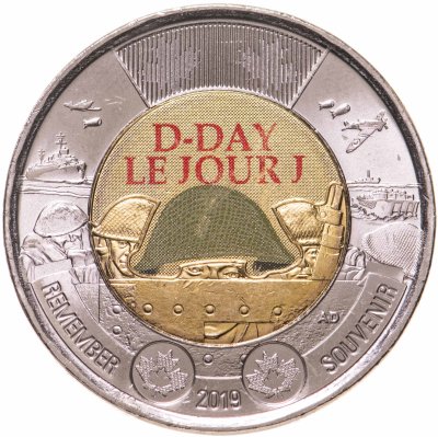 купить Канада 2 доллара 2019 "75 лет высадке союзников в Нормандии (D-Day)" цветное покрытие