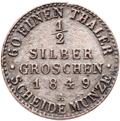 купить Германия (Пруссия) 1/2 серебряных гроша 1849