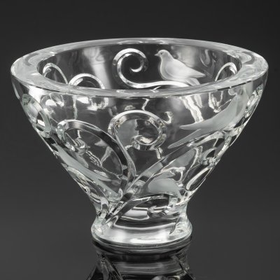 купить Ваза (фруктовница) "Verona", украшенная изображением птиц и завитков, хрусталь, резьба, матирование, Lalique (Лалик), Франция, 1970-1980 гг.