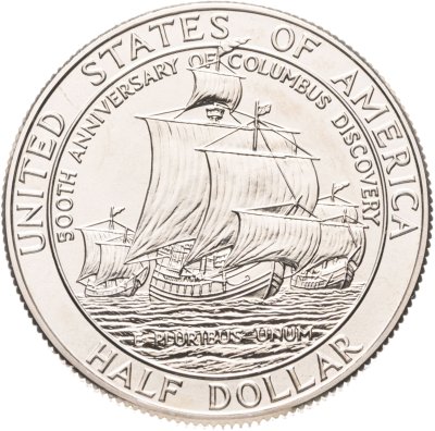купить США 50 центов (1/2 доллара, half dollar) 1992 "500 лет открытия Америки Христофором Колумбом"