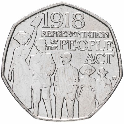 купить Великобритания 50 пенсов 2018 "100 лет представлению Закона о народе"