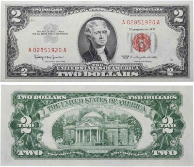купить США 2 доллара 1963 серия АА